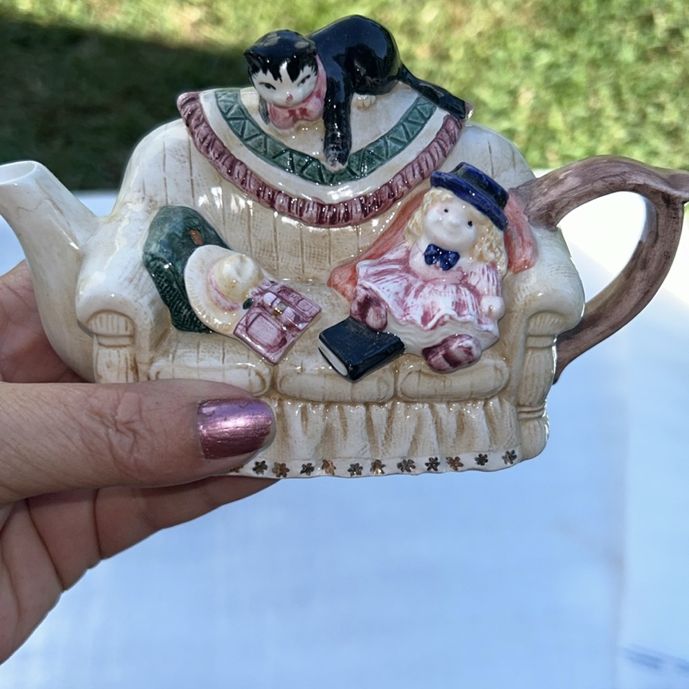 Vintage Cat and Doll Teapot by Cardinal Inc